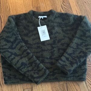 Frame Denim Women’s Green and Black Crewneck Sweater